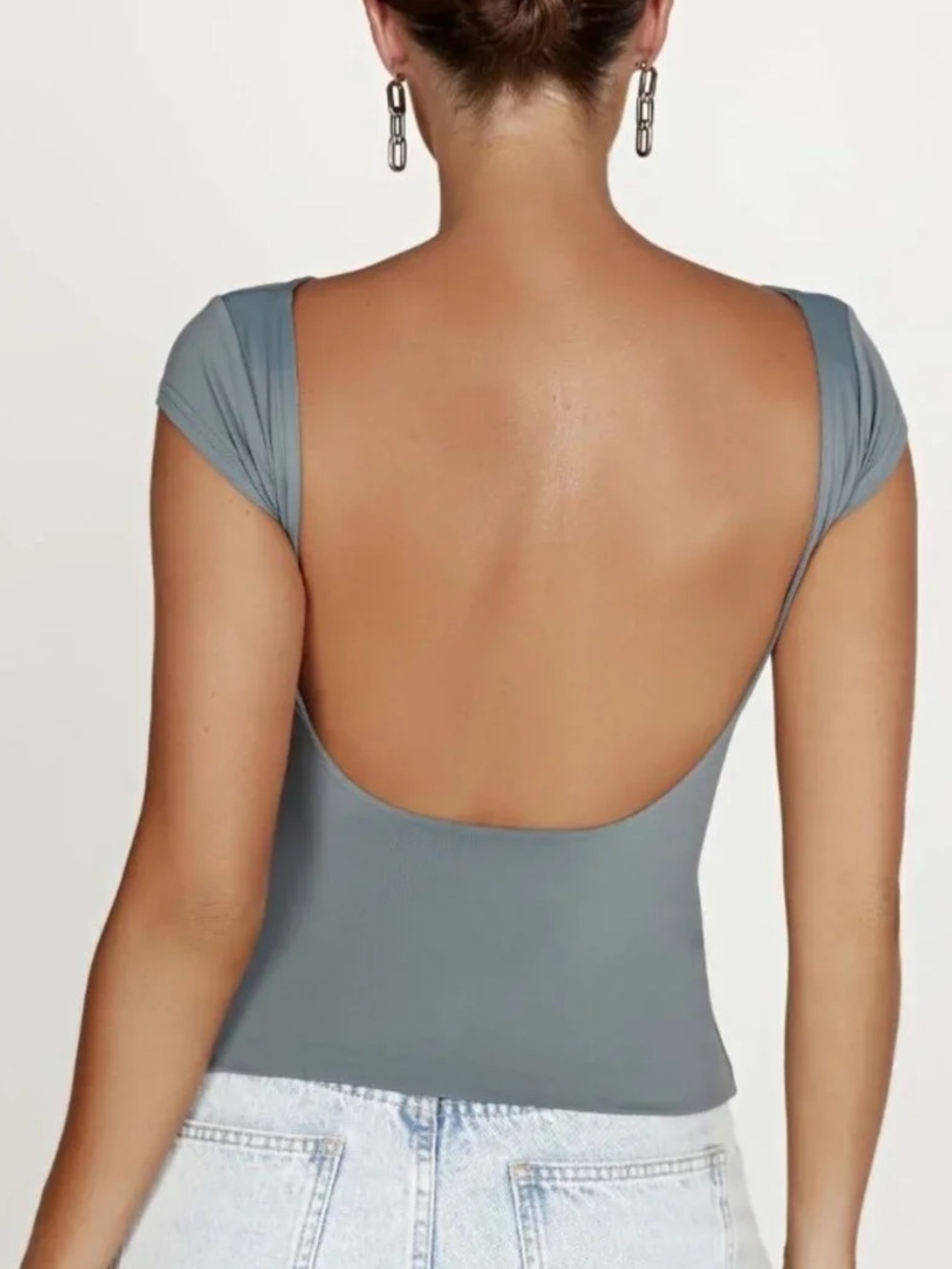 Meshki Reyna Recycled Nylon Longline Top - Light Charcoal small